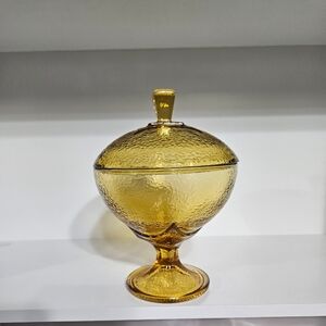 Anchor Hocking Amber Pebble Stone Textured Dish